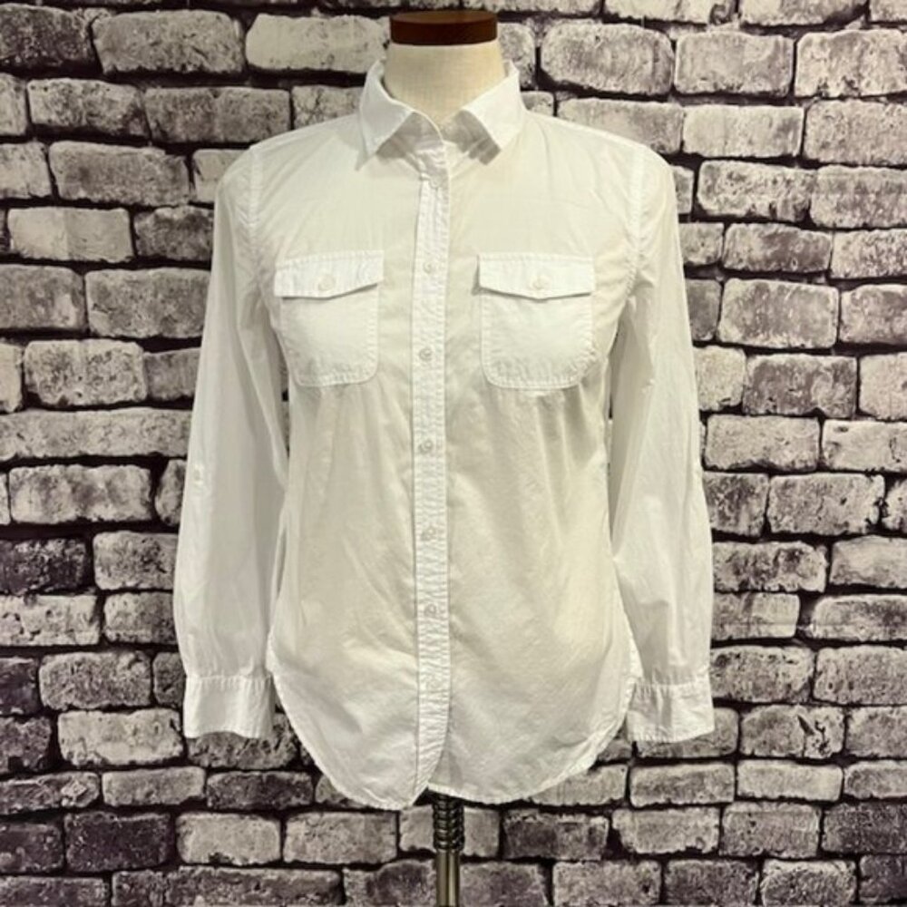 Talbots White Button Down Long Sleeve Blouse Size 2